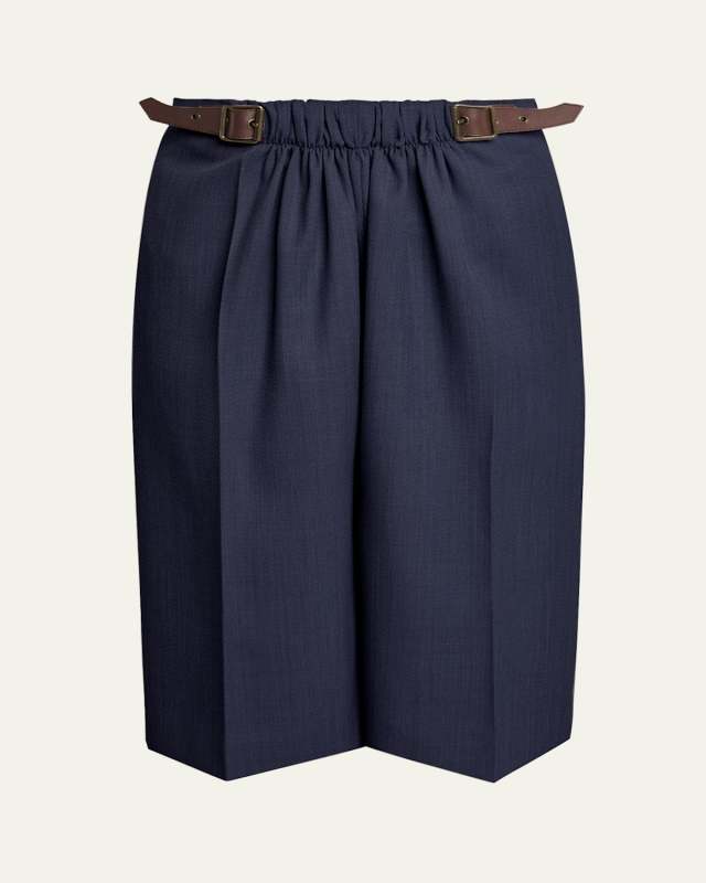 Belted Crop Straight-Leg Trousers